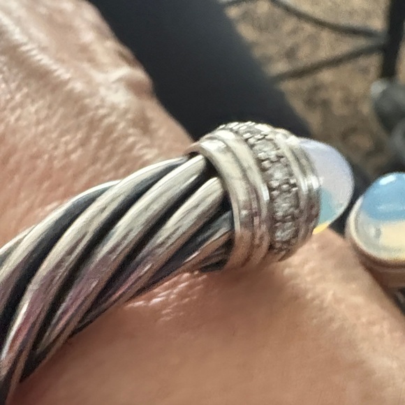 David Yurman Silver Bracelet with Diamonds Chalcedon  gems signed. FIRM $. - Picture 9 of 13